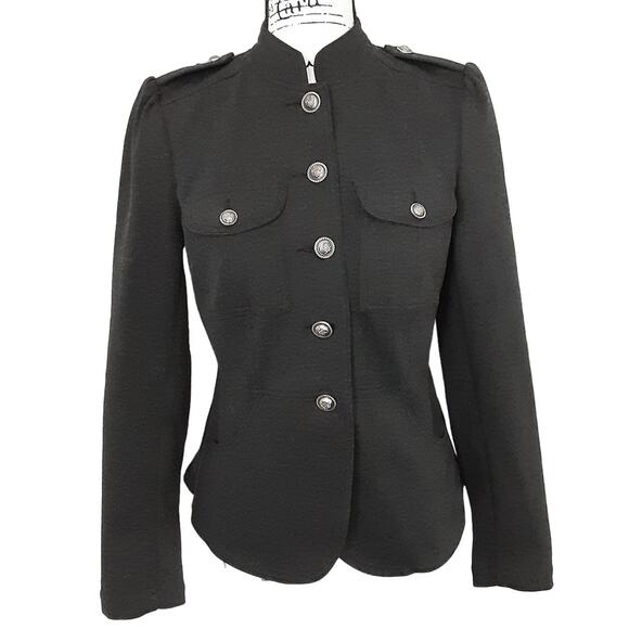 INC Womens Military Jacket Gold Button Dark Gray Uniform Coat Stand Collar XS - Picture 1 of 12
